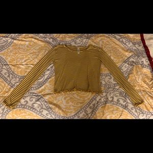 Yellow, White & Black striped crop top